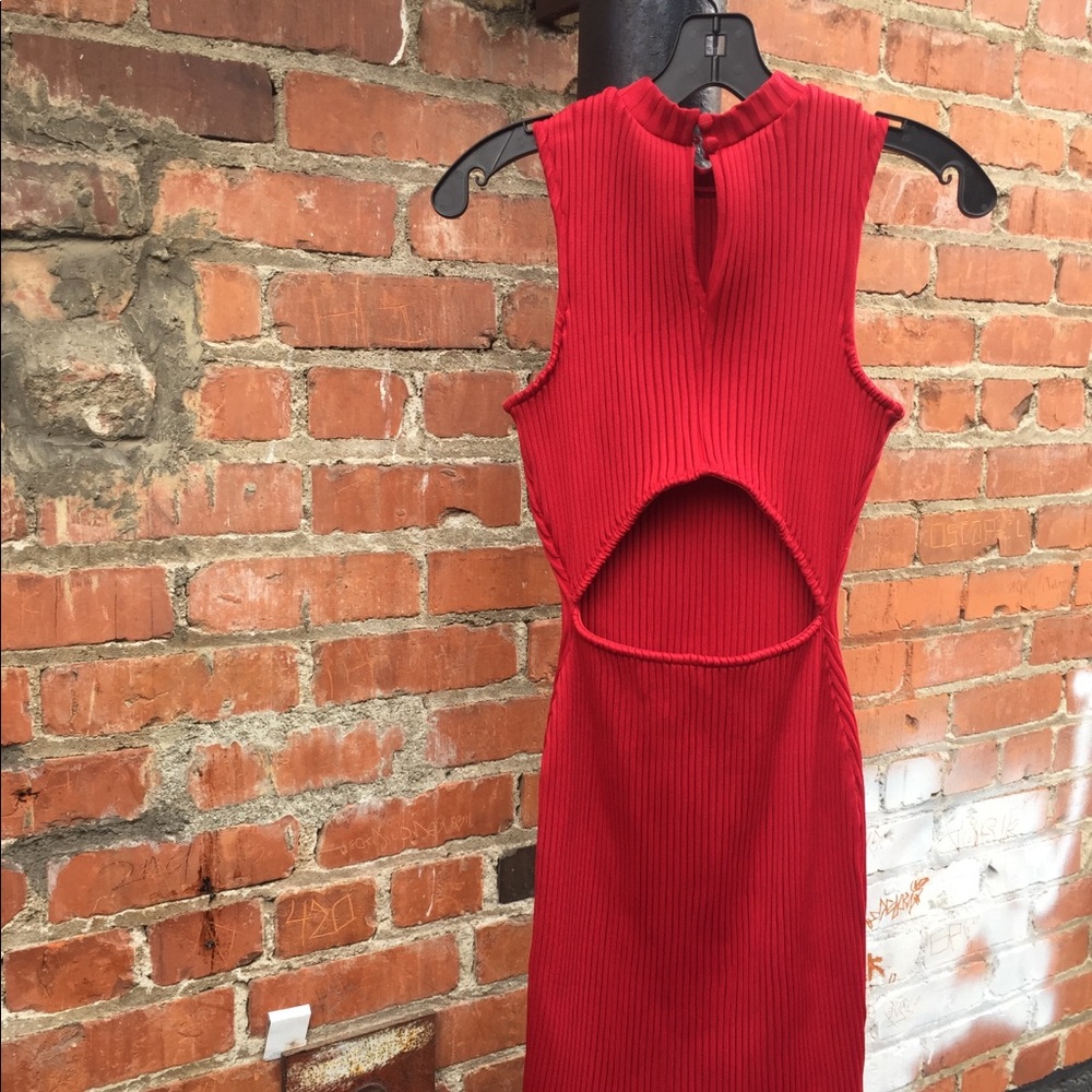 NBD all over Ribbed cut-out dress.